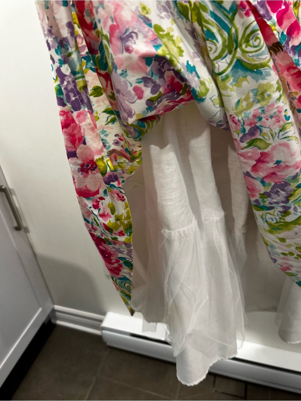 Vintage Manhattan 80s Floral Dress 🇨🇦 Girls Size 12 Scalloped Neck - Picture 4 of 15